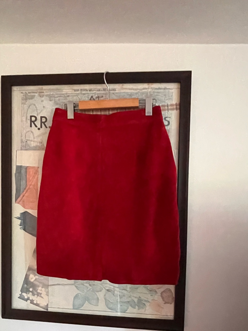 Vintage Red Genuine Suede Midi United Colours Of Benetton Skirt 80s/90s